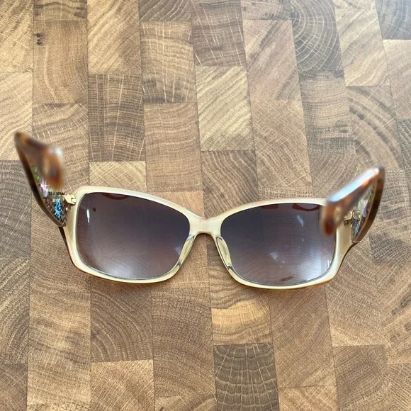 Coach Tortoiseshell Sunglasses with Floral Temples on inside - Brown - Picture 4 of 4